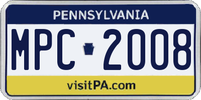 PA license plate MPC2008