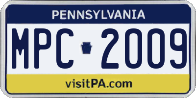 PA license plate MPC2009