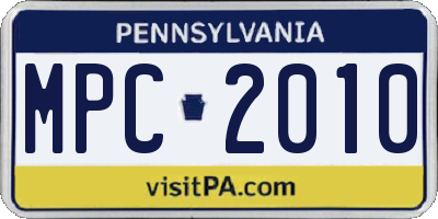 PA license plate MPC2010