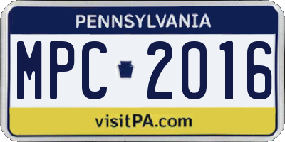 PA license plate MPC2016