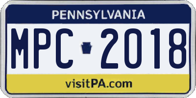 PA license plate MPC2018