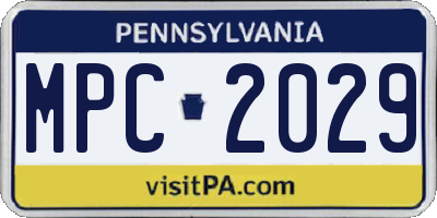 PA license plate MPC2029