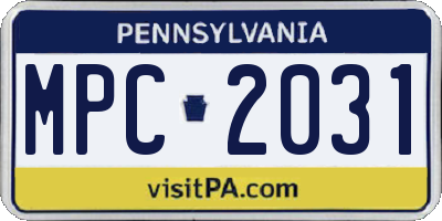 PA license plate MPC2031