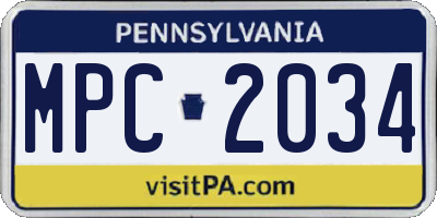 PA license plate MPC2034