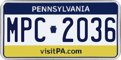 PA license plate MPC2036