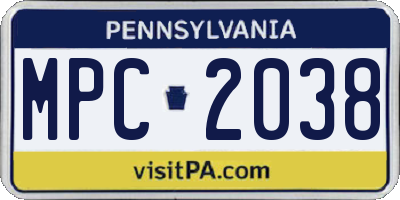 PA license plate MPC2038