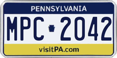 PA license plate MPC2042