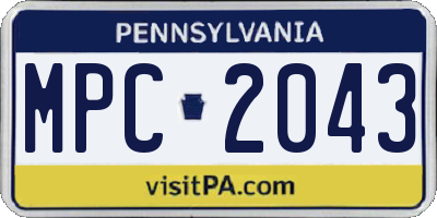 PA license plate MPC2043