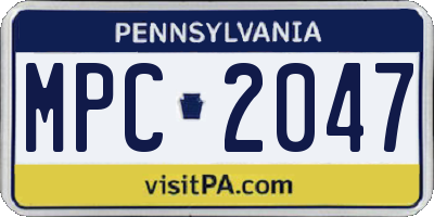 PA license plate MPC2047