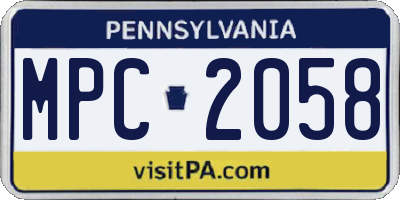 PA license plate MPC2058