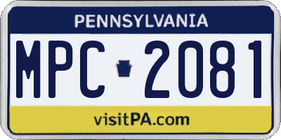 PA license plate MPC2081