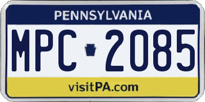 PA license plate MPC2085