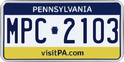 PA license plate MPC2103