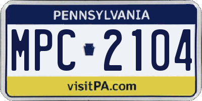 PA license plate MPC2104