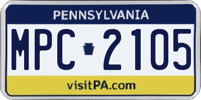 PA license plate MPC2105