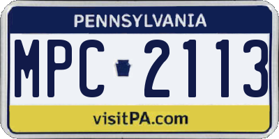 PA license plate MPC2113