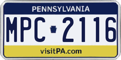 PA license plate MPC2116