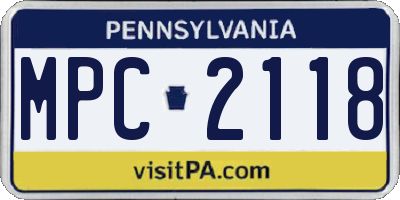 PA license plate MPC2118
