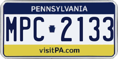 PA license plate MPC2133