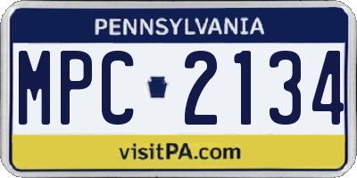 PA license plate MPC2134