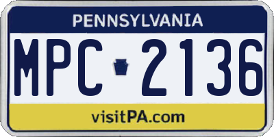 PA license plate MPC2136