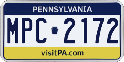 PA license plate MPC2172
