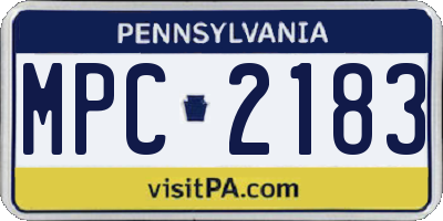 PA license plate MPC2183