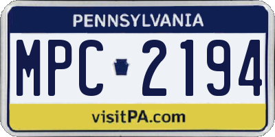 PA license plate MPC2194