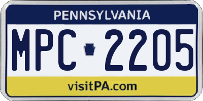 PA license plate MPC2205