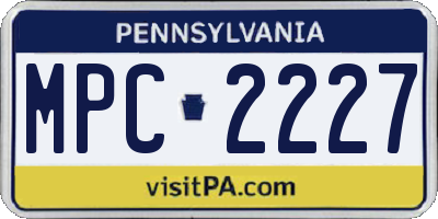 PA license plate MPC2227