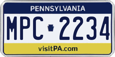 PA license plate MPC2234