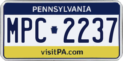PA license plate MPC2237