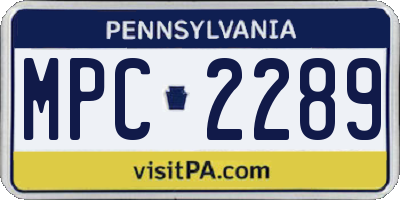 PA license plate MPC2289
