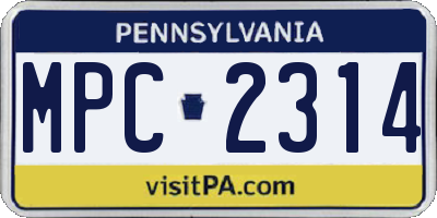 PA license plate MPC2314