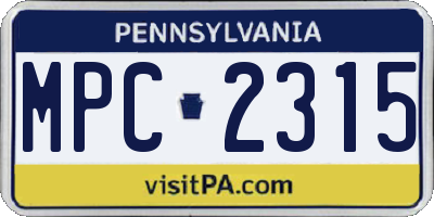 PA license plate MPC2315
