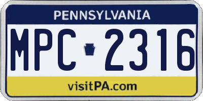 PA license plate MPC2316