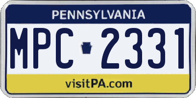 PA license plate MPC2331