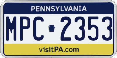 PA license plate MPC2353