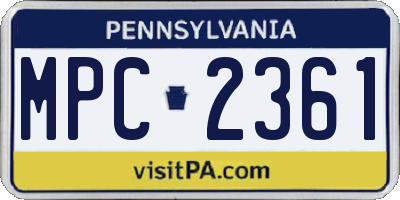 PA license plate MPC2361