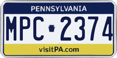 PA license plate MPC2374