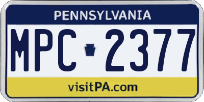 PA license plate MPC2377