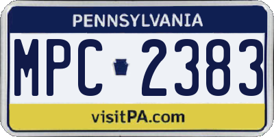 PA license plate MPC2383