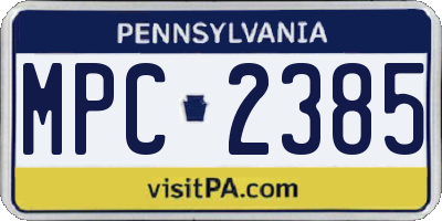 PA license plate MPC2385