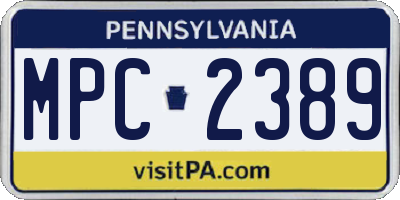 PA license plate MPC2389