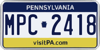 PA license plate MPC2418