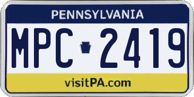 PA license plate MPC2419
