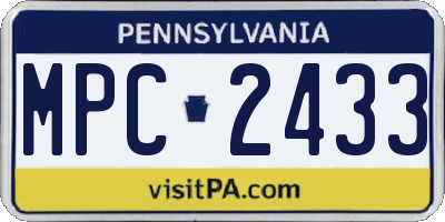 PA license plate MPC2433