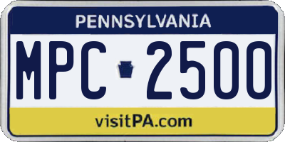 PA license plate MPC2500