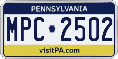 PA license plate MPC2502