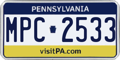 PA license plate MPC2533